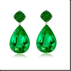 Cushion, Pear Emerald Dangling Earrings