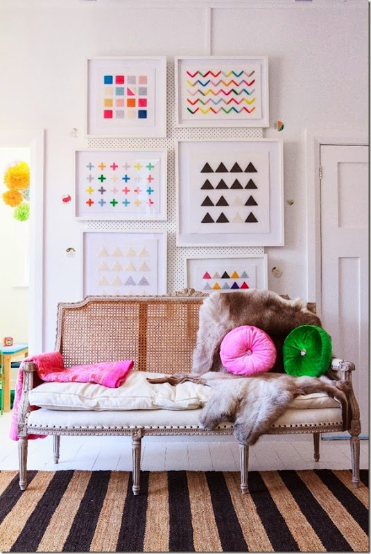 Spring’s It Color. lovely gallery wall and pretty pops of color