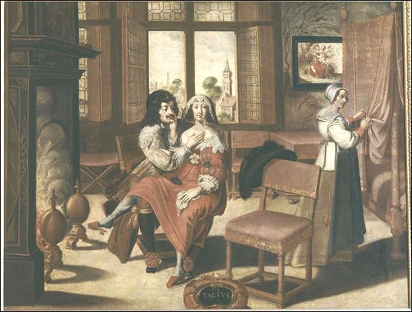 Bosse Abraham (d'après) - le toucher (suite des 5 sens) - 17e siècle - huile sur toile - 1,04 x 1,37 m - Tours, Musée des beaux-arts