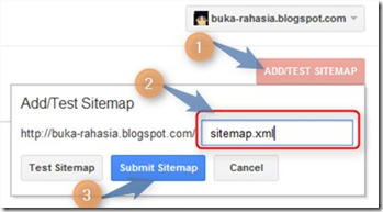 submit blog format sitemap di Google webmaster tools