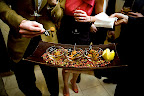 Passed appetizers included Colman's favorite meatballs from a restaurant on the upper east side of Manhattan. Small tags with Passed appetizers included Colman's favorite meatballs from a restaurant on the upper east side of Manhattan. Small tags with