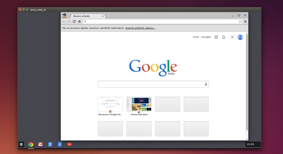 Google Chrome Aura Shell in Ubuntu Linux