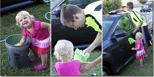 washing the car