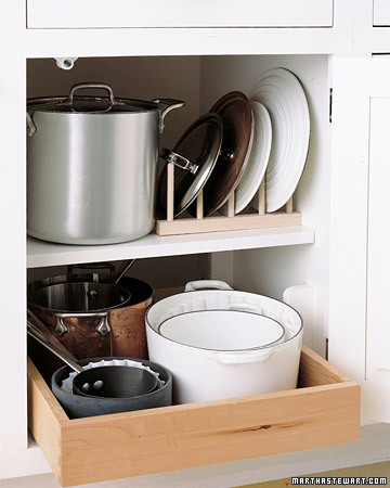 Having a rack to organize pots' and pans' lids will save you a lot of time from digging through your cabinets when you are cooking. Having a rack to organize pots' and pans' lids will save you a lot of time from digging through your cabinets when you are cooking.