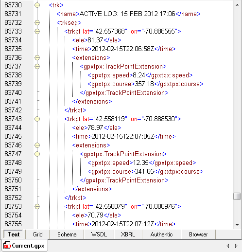 View of an XML file in XMLSpy
