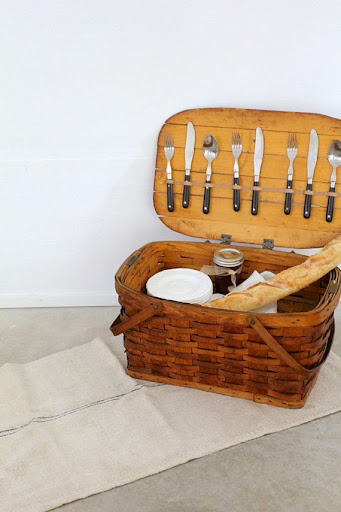 I love the elastic silverware holder on the lid of this antique picnic basket from the early 1900s. $185, etsy.com I love the elastic silverware holder on the lid of this antique picnic basket from the early 1900s. $185, etsy.com
