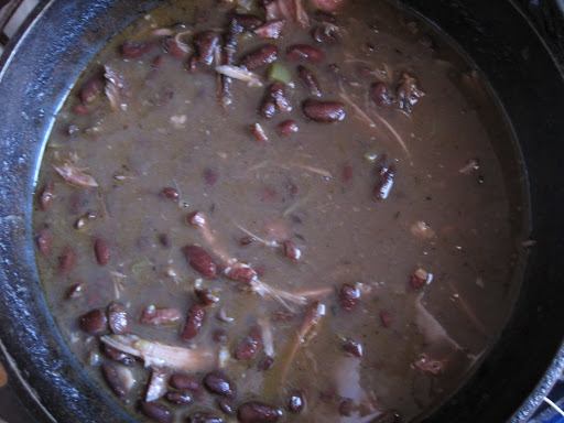 My red beans and rice got kicked up with some shredded ham in addition to the ham hock for flavor.