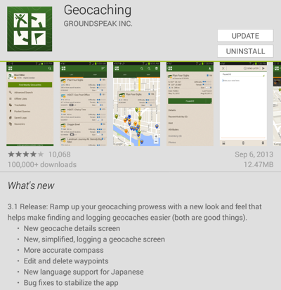 Geocaching version 3.1 for Android