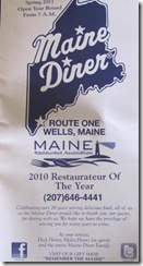 11.2011 Maine Diner menu 11.2011 Maine Diner menu