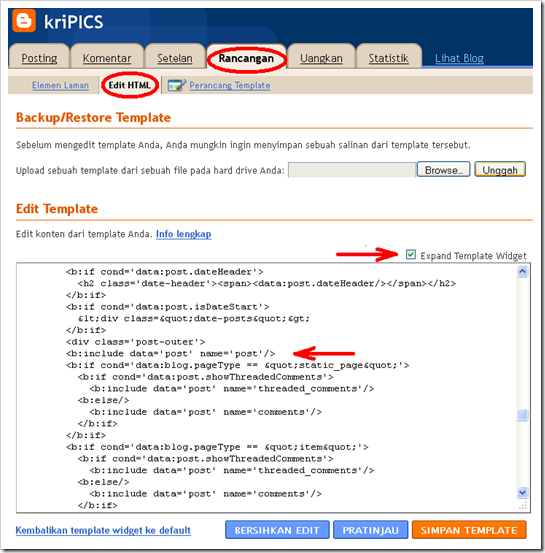 kriPICS edit HTML label page
