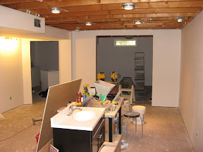 main area showing all of the walls that we've primed so far.