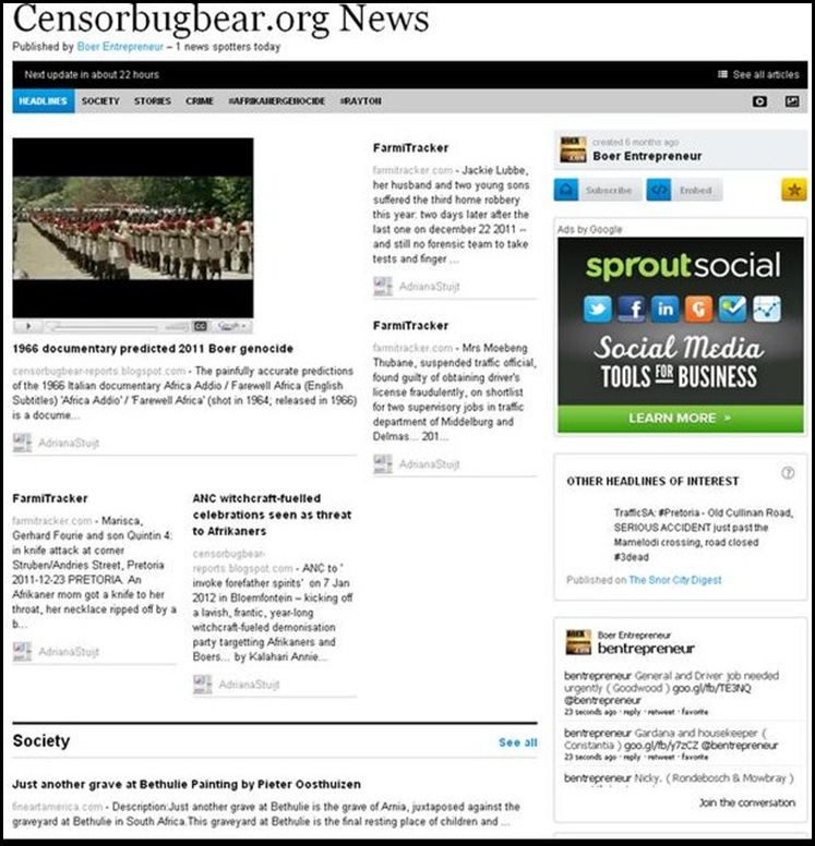 CENSORBUGBEAR ORG NEWSLETTER FROM BENTREPRENEUR