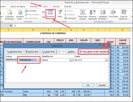 Como inserir SUBTOTAIS automáticos em uma planilha do Excel - Visual Dicas