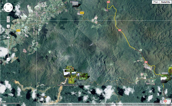 La piste de Coralie entre Cacao (au nord-ouest) et la RN2 : localisation des photos 2012