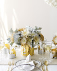 To take the metallic theme further, we created a wedding shining centerpiece for the issue and show.