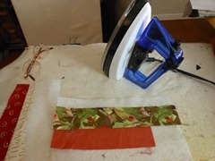 two sewn strips ironed