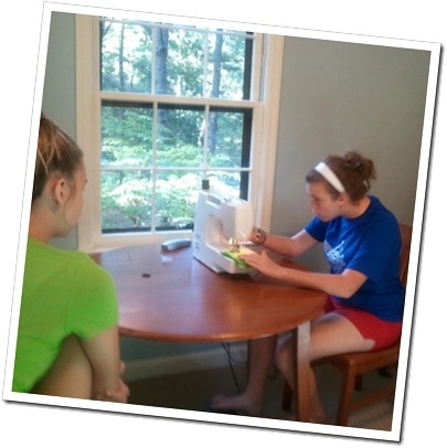 Mary sewing