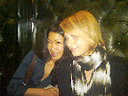 Katie and Cara in the elevator. We liked the tufted leather walls...super chic.