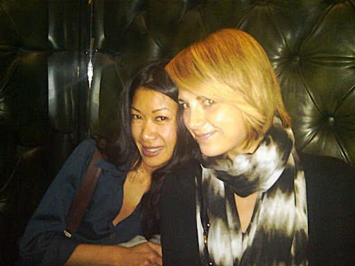 Katie and Cara in the elevator. We liked the tufted leather walls...super chic.