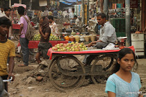 Typical fruit vendor cart in the streets of Delhi, India