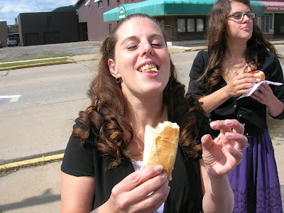 Joe Scarfs Down the Hot Dog
