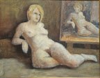 Modellen art. nr 20051. Mått 72x92 olja på pannå. Signerad Carl Wilhelm Ahlgren