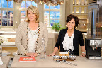 Here, Martha Stewart and Darcy Miller during the production of 