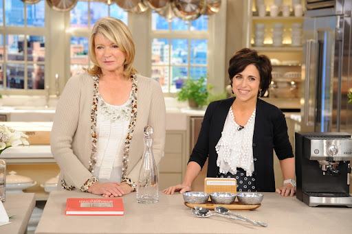 Here, Martha Stewart and Darcy Miller during the production of 