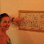 One of the first maps of Cartagena in 1570, Lynette is pointing out the 200ft lizard roaming free over the mountains.
