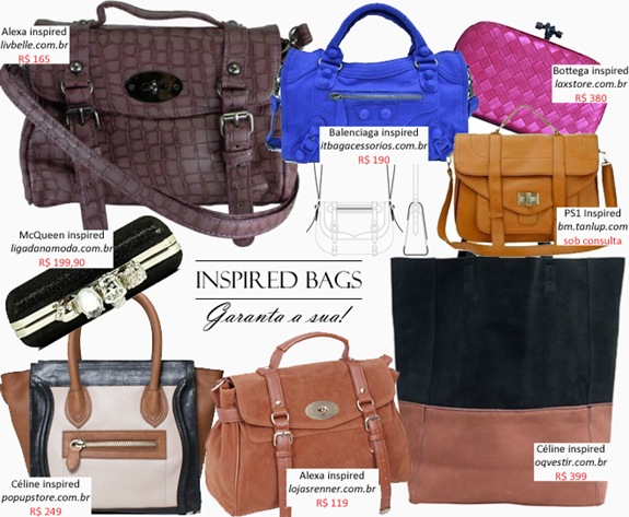 Bolsas Inspired: Onde comprar online – Confira 8 releituras de grifes famosas. Bolsas Inspired: Onde comprar online – Confira 8 releituras de grifes famosas.