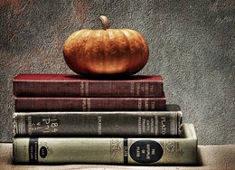 pumpkin and books