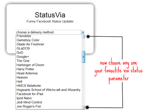 Funny Facebook VIA Status Updater Trick 2