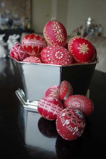 These red eggs are just one in a rainbow of eggs that I have been collecting for years. The silver bowl is from Ralph Lauren Home and was a birthday present from my friend and colleague Martha Stewart Weddings Creative Director, Kate Berry. These red eggs are just one in a rainbow of eggs that I have been collecting for years. The silver bowl is from Ralph Lauren Home and was a birthday present from my friend and colleague Martha Stewart Weddings Creative Director, Kate Berry.
