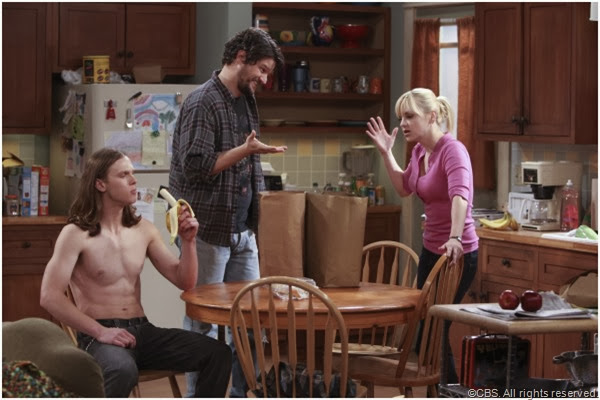 (L-R) Spencer Daniels, Matt Jones and Anna Faris star in MOM.