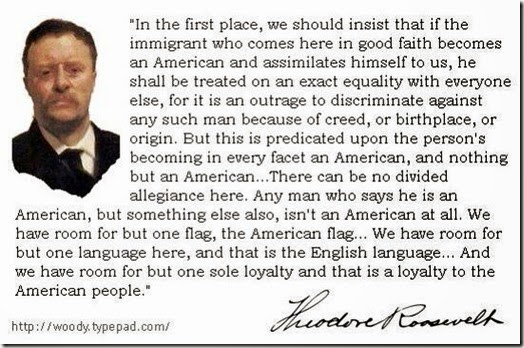 Teddy Roosevelt on Immigration and Being an American
