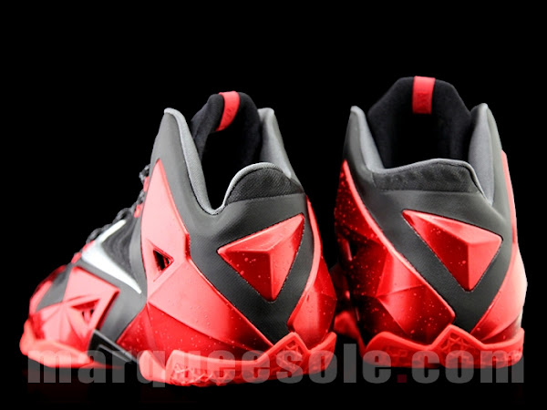 Detailed Look at Nike LeBron XI 11 Black and Red 8220Heat8221