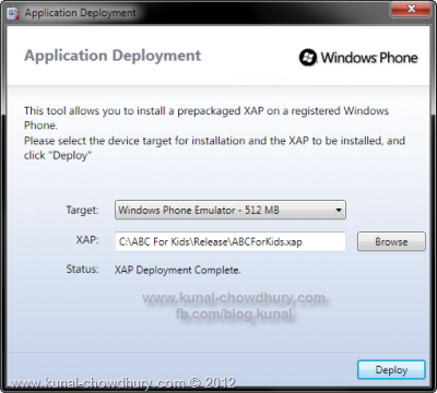 Windows Phone Application Deployment - Deploy the XAP to the Device