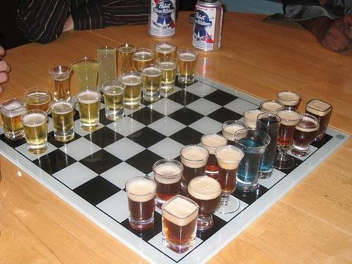 Chess where DEAD Pieces ARE TO BE DRUNK by the killer.