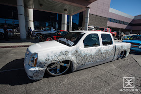 Quad cab Escalade front-clipped Chevy equipped with AccuAir e-Level