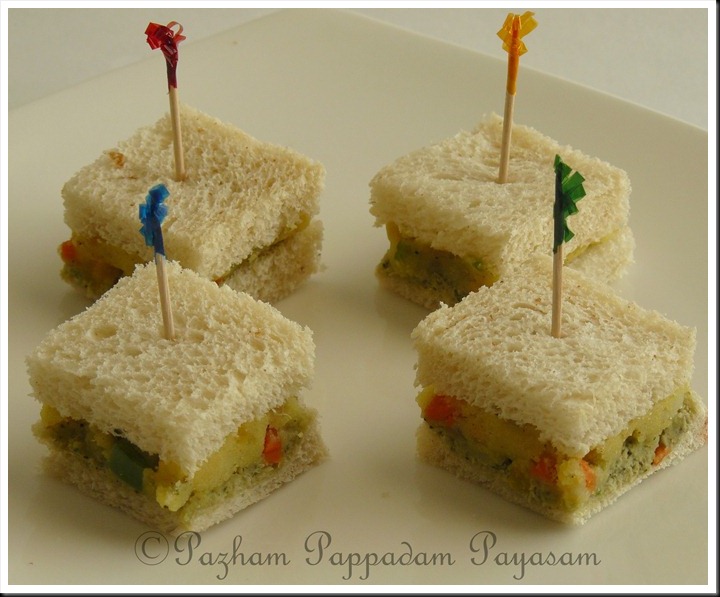 Mint chutney and veggie sandwich