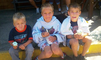 three boys with ice cream