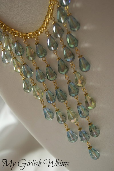 Gold and Aqua Bib Necklace