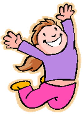 girl with purple top jumping for joy