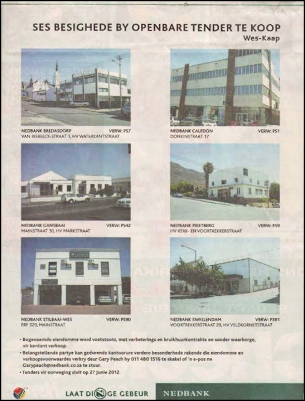 NEDBANK WEST CAPE SELLING PROPERTIES DIE BURGER P8 AKTUEEL SAT 19 MAY 2012