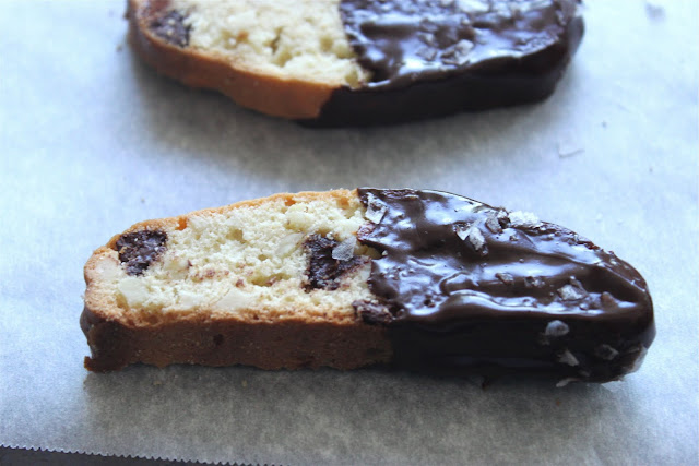 Salted Chocolate-Dipped Almond Biscotti
