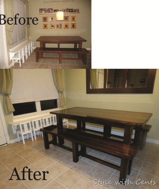 how to refinish a kitchen table before after