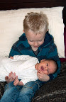 Quinn wanted to hold Audrey so we had to give him a brief lesson on how to hold a baby. He did pretty well for the first time.