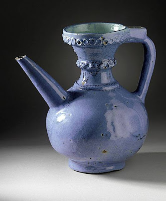 Ewer Iran Ewer, 17th century Ceramic; Vessel, Fritware, glazed, 9 5/8 x 9 1/2 x 6 1/2 in. (24.45 x 24.13 x 16.51 cm) The Madina Collection of Islamic Art, gift of Camilla Chandler Frost (M.2002.1.23) Art of the Middle East: Islamic Department.