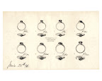 This detailed sketch of various diamond engagement rings (c. 1896) was sent to Mr. William E of Maryland, who had requested a selection of rings that he might consider for his engagement. This detailed sketch of various diamond engagement rings (c. 1896) was sent to Mr. William E of Maryland, who had requested a selection of rings that he might consider for his engagement.