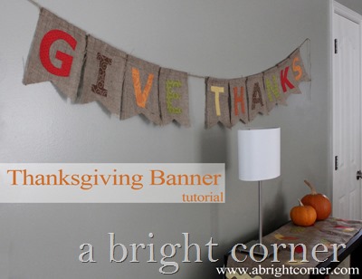 Cute Thanksgiving Banner using burlap